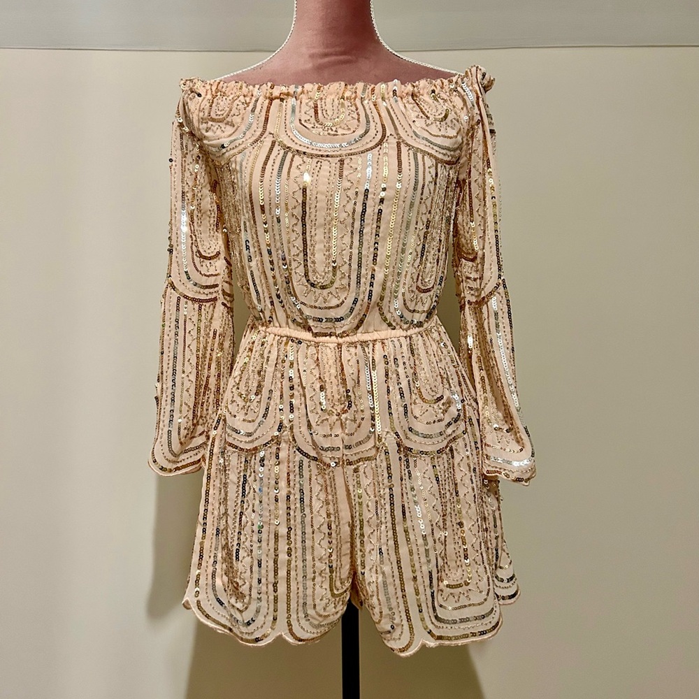 Chic Off-Shoulder Sequin Romper